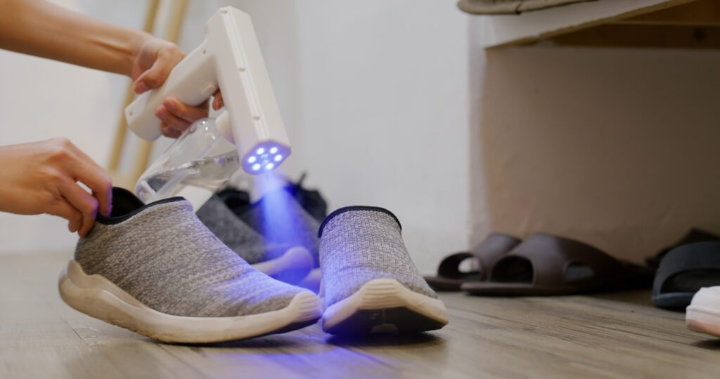 UV Light alcohol spray for cleaning pair of shoes - Recent Innovations in Orthopedic Shoes - Dealibrium