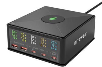 BlitzWolf® 868H 160W 5-Port USB PD Desktop Charger Dual USB-A QC3.0…