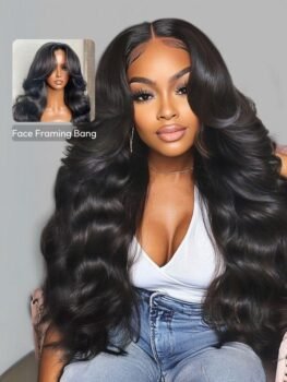 HD Real Scalp Wig 13×4 Invisible Lace Frontal Loose Wave with Face Framing Curtain Bangs