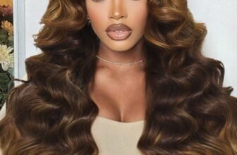 UNice 13×4 Pre-Everything Lace Frontal Brown Balayage Loose Wave Glueless Drawstring Wig with Layered Curtain Bangs