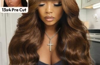 UNice Bye-Bye Knots 13×4 Black with Brown Money Piece Natural Fluffy Loose Wave Curtain Bangs Wig