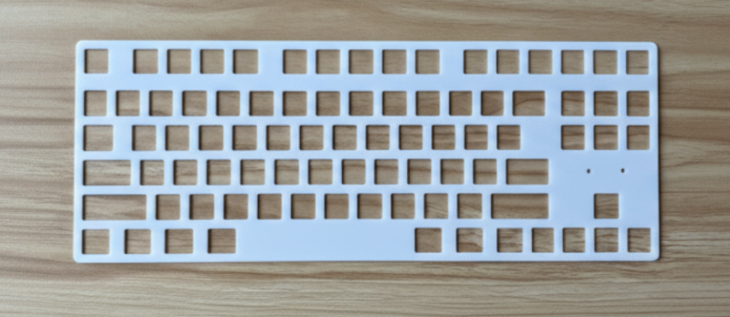 The plate of the keyboard sits on top of the PCB and holds the switches - Dealibrium