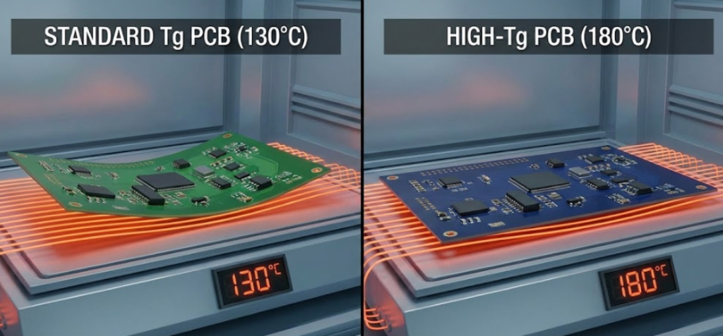Comparison of standard FR-4 PCB warping versus High-Tg laminate stability at high temperatures - Dealibrium