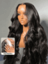 UNice HD Real Scalp Wig 13×4 Invisible Lace Frontal Body Wave Black Wig & Wig With Face Framing Curtain Bangs With Invisi Drawstring
