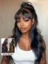 UNice 7×5 Bye-Bye Knots & 13×4 Pre-Everything Lace Frontal Pull And Go Black Fluffy Natural Loose Wave Curtain Bangs Wig with Invisi Drawstring