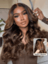 UNice 7×5 Bye Bye Knots Wig Glueless Lace Balayage Highlight Body Wave Drawstring & Curtain Bangs Wig