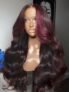 UNice 13×4 Pre-Everything Lace Frontal Deep Burgundy Highlights Loose Wave Drawstring Wig with Face Framing Layers