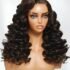 UNice 13×4 Pre-Everything Lace Frontal Coffee Brown Loose Wave Glueless Drawstring Wig with Layered Curtain Bangs