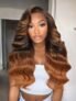 UNice 13×4 Pre-Everything Lace Frontal Auburn Ombre Loose Wave Side Part Drawstring Wig With Face Framing Layers