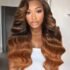 UNice 13×4 Pre-Everything Lace Frontal Brown with Honey Blonde Highlights Loose Wave Drawstring Wig with Face Framing Layers